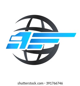 delivery truck and world - vector illustration
