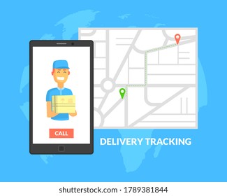 Delivery Trucking Service, Courier Worker Delivering Goods from Online Stores Web Page, Web Page, Mobile App, Homepage Vector Illustration