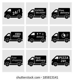 Delivery trucks.