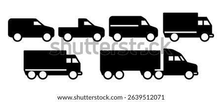 Delivery trucks icon set. Vector illustration.