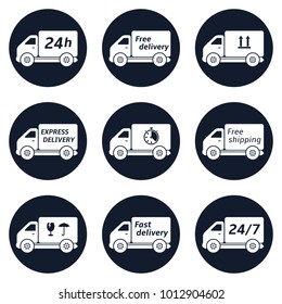 Delivery trucks icons set