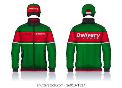 Delivery uniform,Jacket and cap templates design, Corporate Work Shirts.