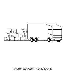 Delivery van with boxes and merchandise isolated vector illustration