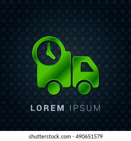 Delivery Van Bright Green chromium precious metallic 3D Icon / Logo Design