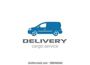 Delivery van car Logo design vector template.
Cargo Auto Vehicle silhouette Logotype icon