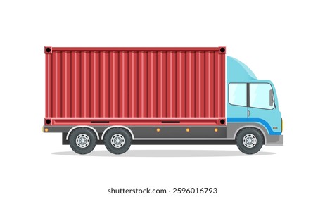 Delivery van with cargo container. Isolated on white background. Vector illustration