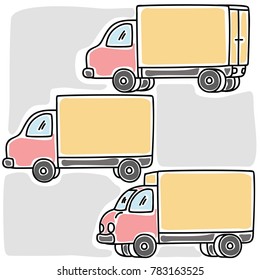 Delivery Van , Cargo Truck  Doodle Set