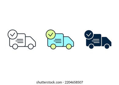 Lieferwagen mit Markierungslinien-Symbol. Einfache Elementgrafik. Lieferwagen mit Markierung Konzept Umriss Symbol Design.