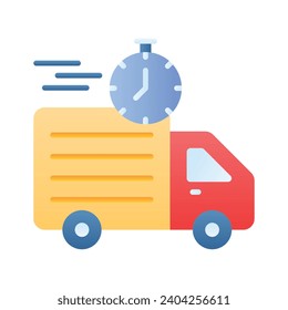 Delivery van with clock showing concept icon of on time delivery, fast delivery vector design