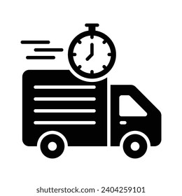 Van de entrega con reloj que muestra el icono de concepto de entrega a tiempo, diseño de vector de entrega rápida
