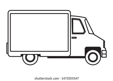 Delivery van with container vehicle cartoon vector illustration graphic design.