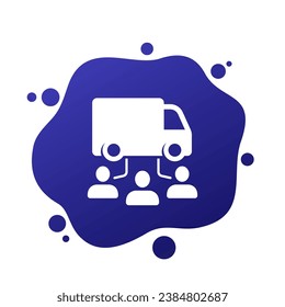 delivery van and customers icon for web
