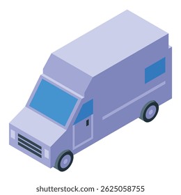 Delivery van is delivering goods in isometric view