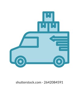 Delivery Van dual tone blue color, mini illustration icon. use for modern concept, print, UI, UX kit, web and app development. Vector related to product offering, marketing, business.
