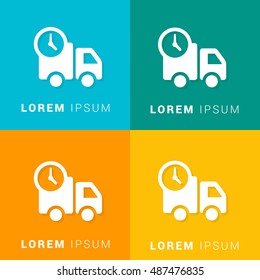 Delivery Van Four Color Material Designed Icon / Logo