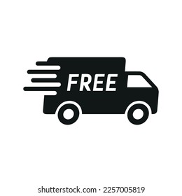 delivery van. free shipping sign. logo and icon. vector illustration. truck. delivery of goods. transport. purchase. buy. business