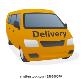 delivery van, front view, vector illustration