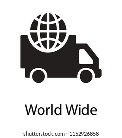 
Delivery van with globe on it showing global logistics concept 
