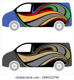 Delivery Van Graphics, Vehicle Graphics, Stripe : Vinyl Ready Design, Cargo Vehicle Warp Design Vector Art Illustration
