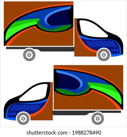 Delivery Van Graphics, Vehicle Graphics, Stripe : Vinyl Ready Design, Cargo Vehicle Warp Design Vector Art Illustration