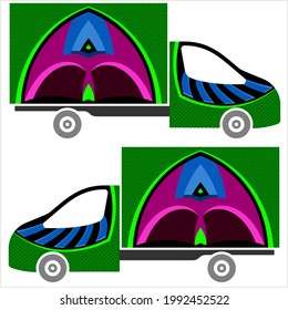 Delivery Van Graphics, Vehicle Graphics, Stripe : Vinyl Ready Design, Cargo Vehicle Warp Design Vector Art Illustration
