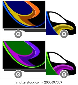 Delivery Van Graphics, Vehicle Graphics, Stripe : Vinyl Ready Design, Cargo Vehicle Warp Design Vector Art Illustration