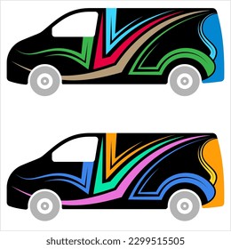 Delivery Van Graphics, Vehicle Graphics, Stripe : Vinyl Ready Design, Cargo Vehicle Warp Design Vector Art Illustration