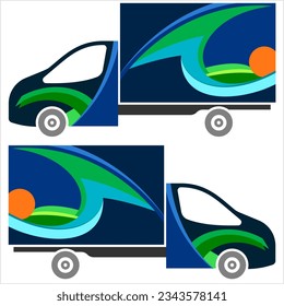 Delivery Van Graphics, Vehicle Graphics, Stripe : Vinyl Ready Design, Cargo Vehicle Warp Design Vector Art Illustration