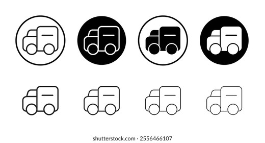 Delivery Van icon Flat art in black and white isolated