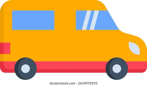 Delivery Van Icon Flat Vector Illustration