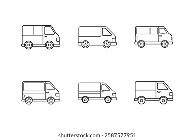 delivery van icon line art vector illustration