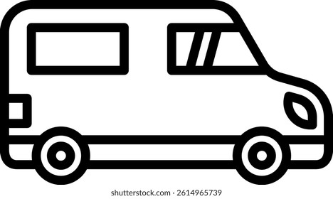 Delivery Van Icon Line Vector Illustration