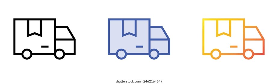 delivery van icon. Linear, Blue Fill and Gradient Style Design Isolated On White Background