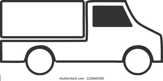 Delivery van icon on a white background with flat outlined style.