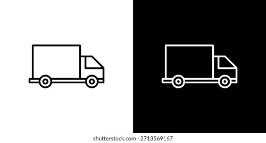 Pictograma del icono de la camioneta en el trazo editable del fondo blanco.