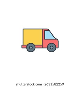 Ilustración vectorial del símbolo del icono de la furgoneta aislada en fondo blanco
