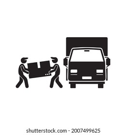 Icono de furgoneta de entrega. Vector y glifo