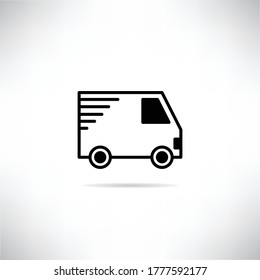 ilustración vectorial del icono de la camioneta de entrega en fondo gris