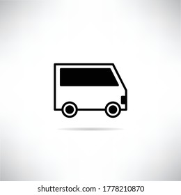 delivery van icon vector illustration on gray background