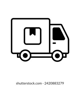 icono de la camioneta de entrega con ilustración de material vectorial de fondo blanco