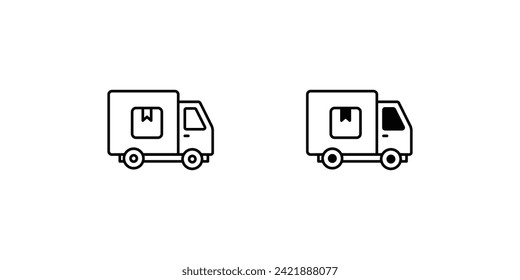 icono de la camioneta de entrega con ilustración de material vectorial de fondo blanco