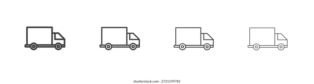 Iconos de camioneta de entrega para gráficos y Diseño web.