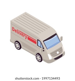 Delivery van isometric icon on white background 3d vector illustration