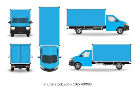 Delivery Van - Layout for presentation - vector template.isolated on white background, blue van vehicle template. back front side view