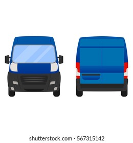 Delivery Van - Layout for presentation - vector template.isolated on white background, blue van vehicle template. back and front view