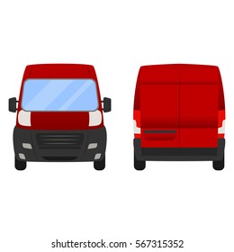 Delivery Van - Layout for presentation - vector template.isolated on white background, red van vehicle template back and front view