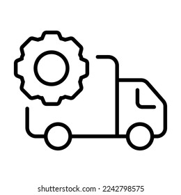 Delivery van line icon. Safe, fast delivery by air to anywhere in the world. Planet, pointer, parcel. Delivery of goods. Vector line icon on white background