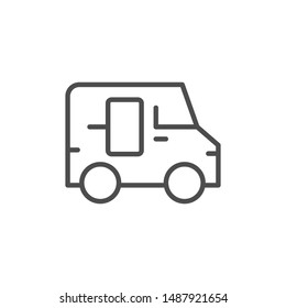 Delivery van line outline icon