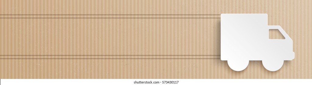 Delivery van on the cardboard background. Eps 10 vector file.