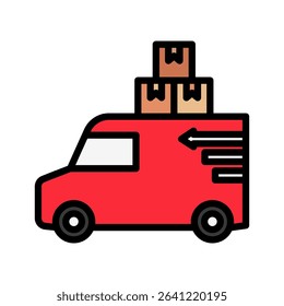 Delivery Van outline color, mini illustration icon. use for modern concept, print, UI, UX kit, web and app development. Vector related to product offering, marketing, business.

